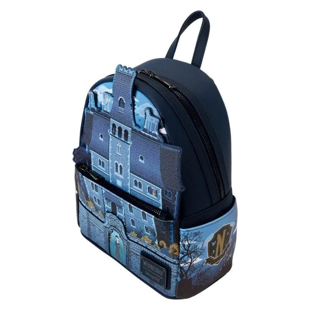 Loungefly Wednesday Nevermore Academy Castle Glow Mini Backpack NWT